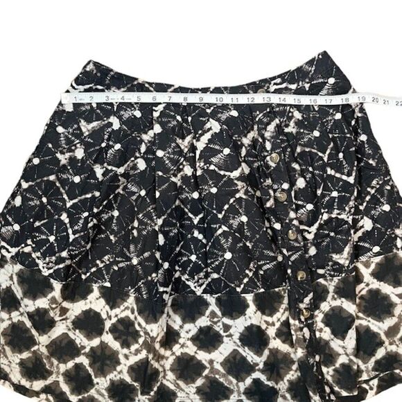 Thakoon for Target Shibori Skirt Black Tan Mini Button Front Size 11 - Picture 4 of 9